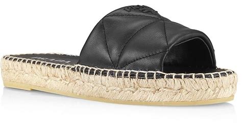 Prada Calzature Donna Quilted Leather Espadrille Slides